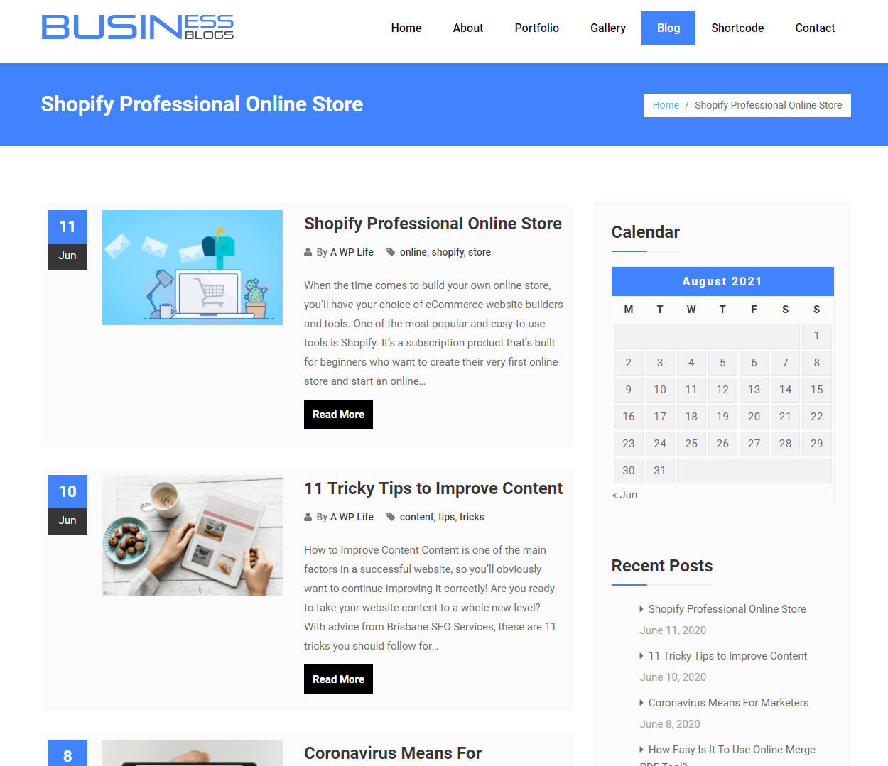 BusinessBlogs Website Theme
